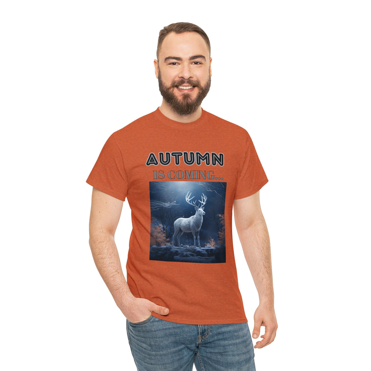 Autumn is coming: Fall Vibes T-shirts | Deer Drinking Brook Leaves Cha