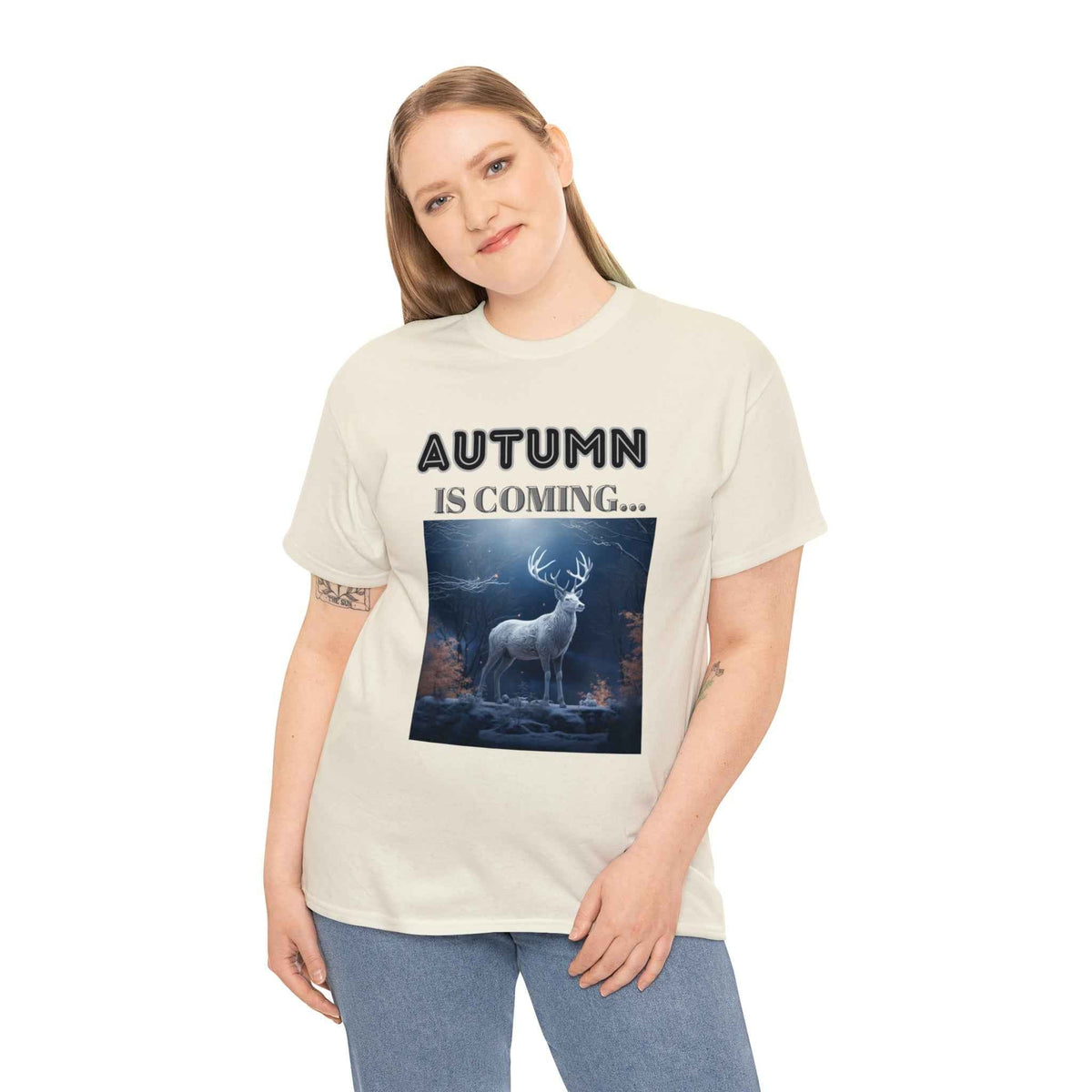 Autumn is coming: Fall Vibes T-shirts | Deer Drinking Brook Leaves Cha