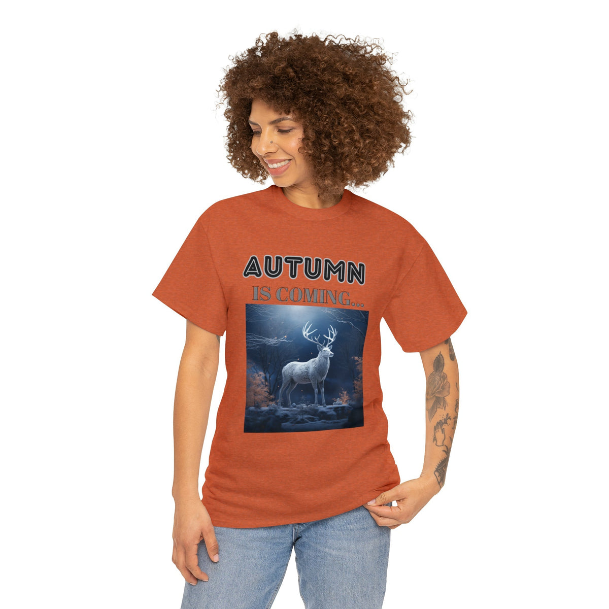 Autumn is coming: Fall Vibes T-shirts | Deer Drinking Brook Leaves Cha