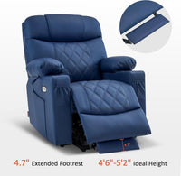 Petite Power Lift Recliner With Massage Blue USB Ports