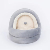 Comfortable velvet pet house bed with raised edges, perfect for kittens and small dogs.