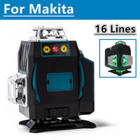 16 line 4D green beam laser level for wall floor ceiling and tile layout work