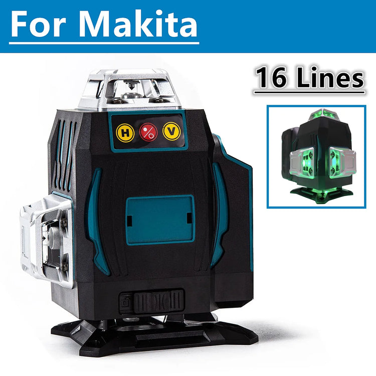 16 line 4D green beam laser level for wall floor ceiling and tile layout work