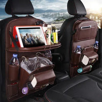 Leather Car Storage Bag Multifunction Seat Back Tray Hanging Bag - Snagva