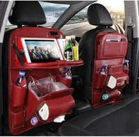 Leather Car Storage Bag Multifunction Seat Back Tray Hanging Bag - Snagva