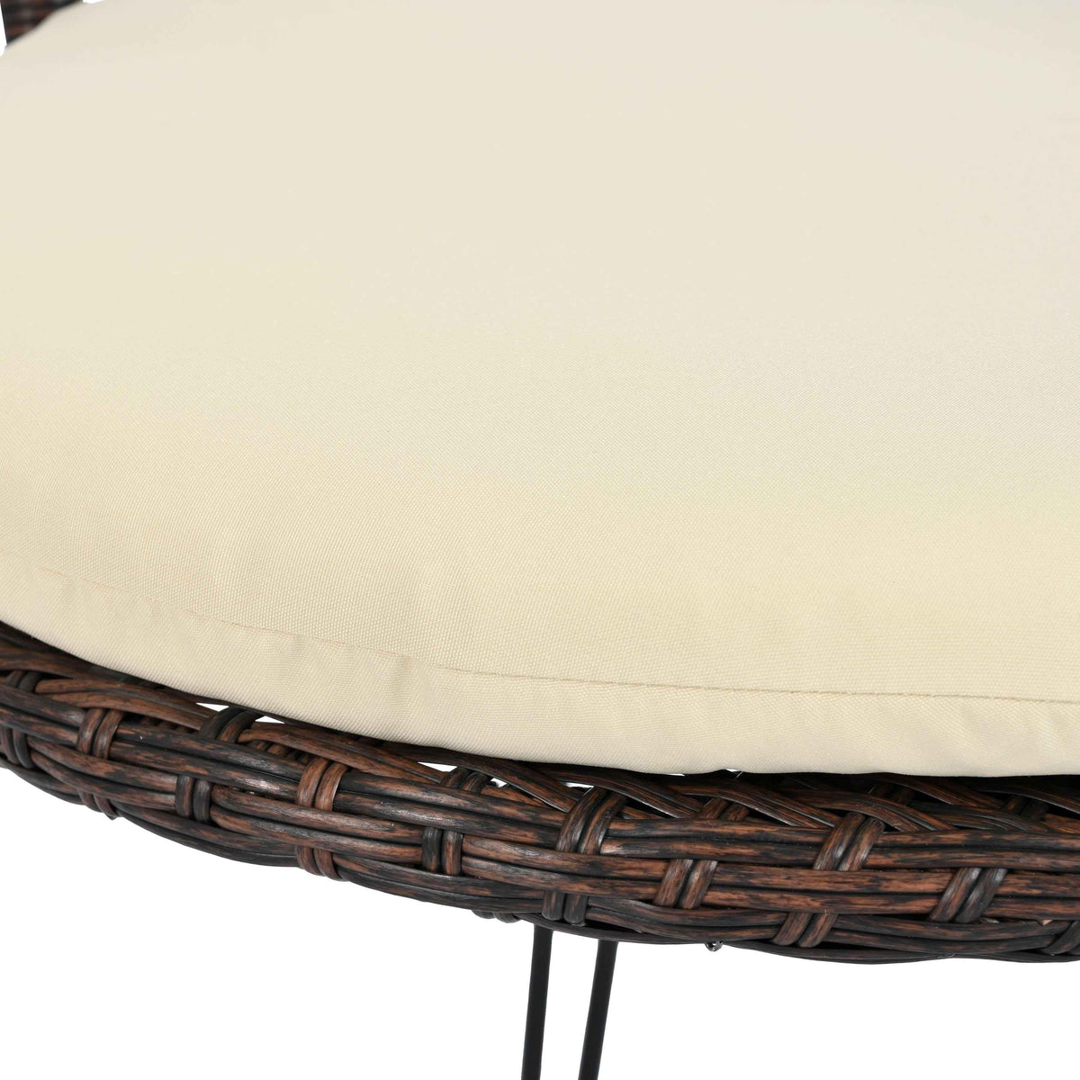Outdoor Leisure Set, 2 Rattan Single Chairs with A Glass Round Table,