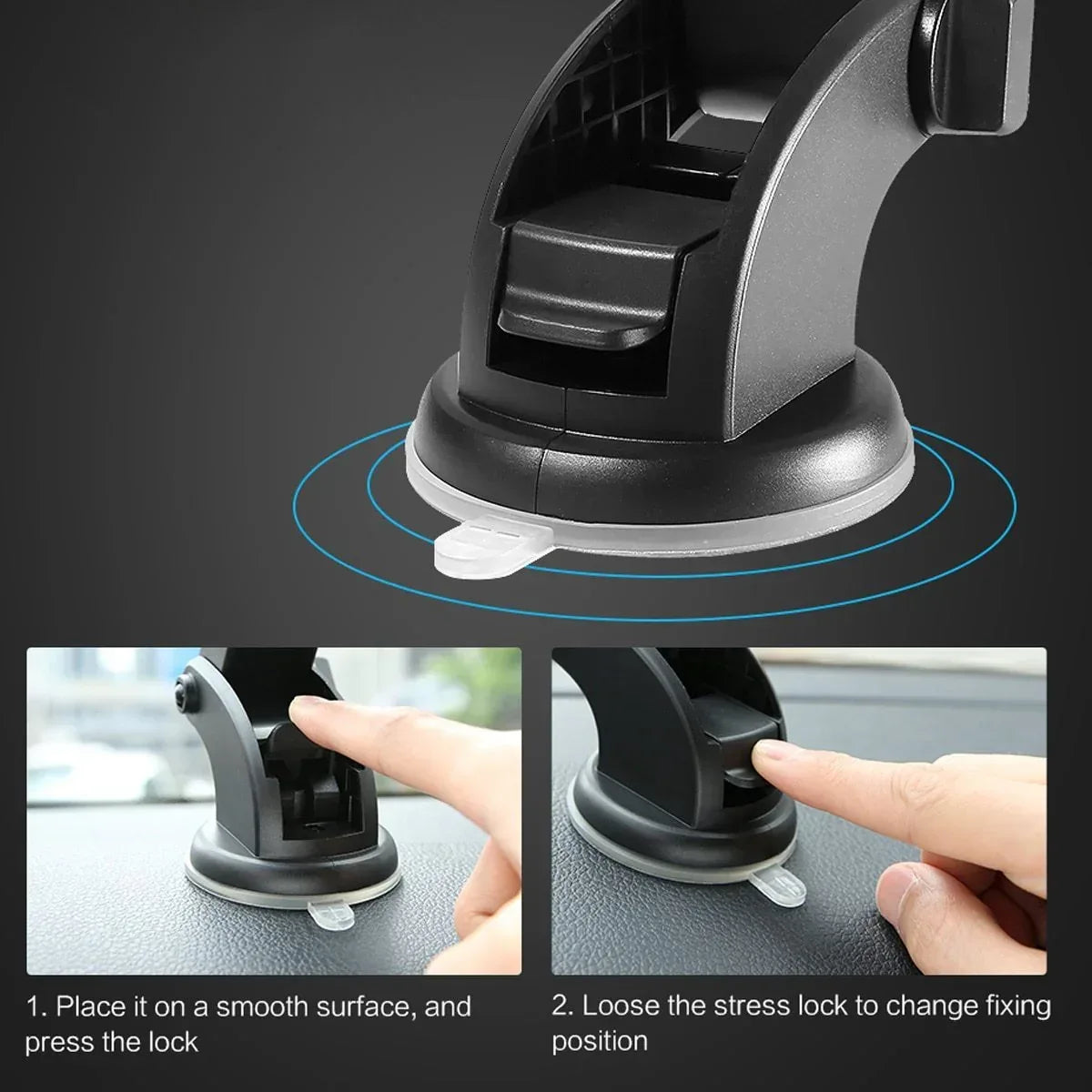 Car Phone Holder Long Rod Telescopic Car Dashboard Suction Cup Type - Snagva