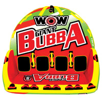 Top view of the Giant Bubba towable showing bright high-visibility colors and flat base.