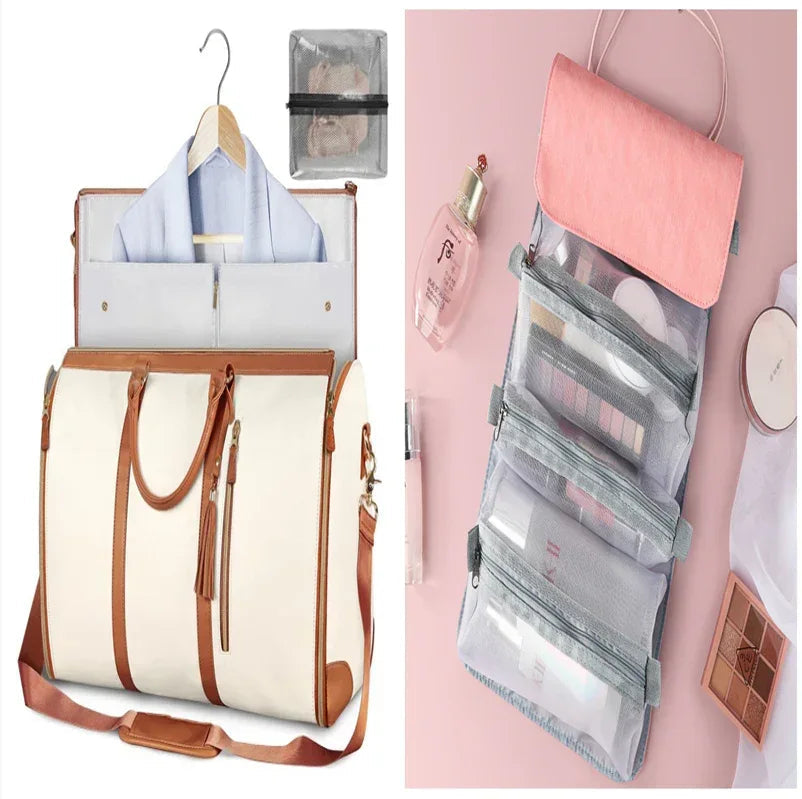Large Capacity Travel Duffle Bag Women's Handbag Folding Suit Bag Waterproof Clothes Totes - Snagva