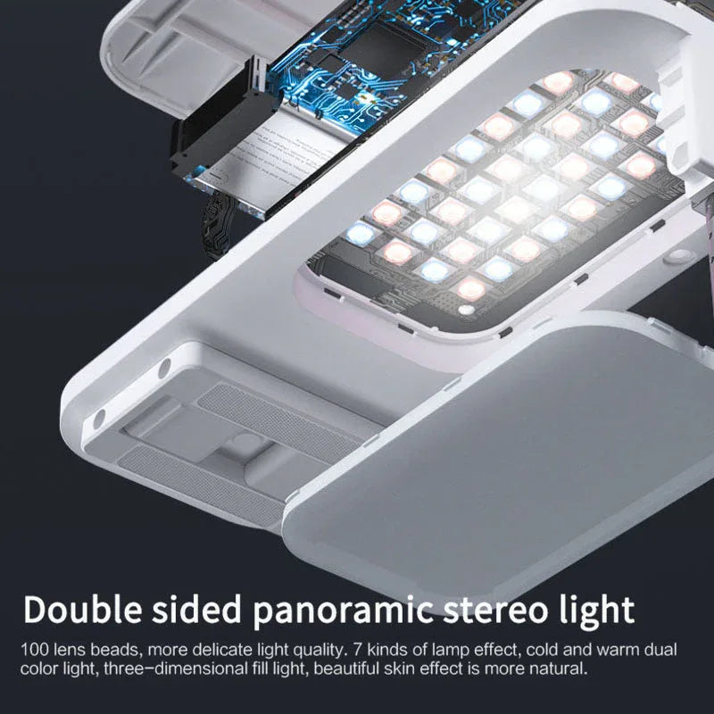 Bluetooth remote control for selfie mobile phone holder shown against dark background.