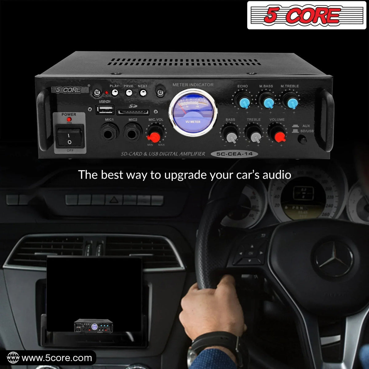 5Core Dual Channel Amplifier Car Audio System 300W Audio Reciver Car - Snagva