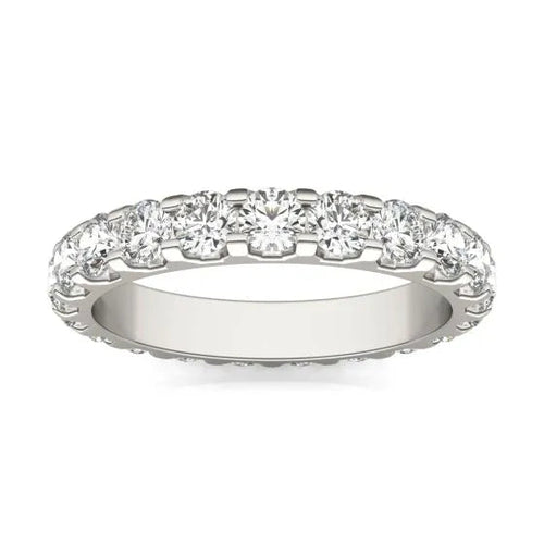 AGI Certified 2 CTW Round Lab Grown Diamond Eternity Band in 14K White