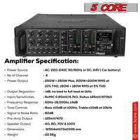 5 Core 4000W PA System Outdoor Indoor Commercial Industrial Grade