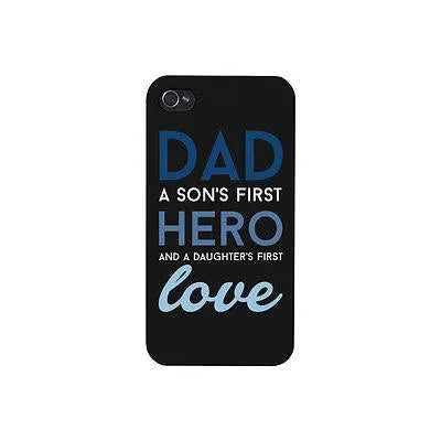 Cute phone case with 'Dad Hero First Love' design, ideal Father's Day gift, rubber coated hard plastic for various phone