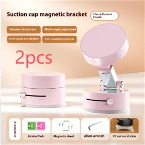 Side view of foldable magnetic vacuum car phone holder highlighting sturdy build.