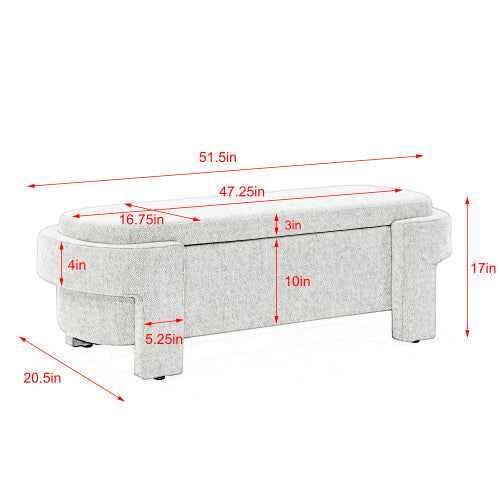 Linen Fabric Upholstered Bench with Large Storage Space for the Living