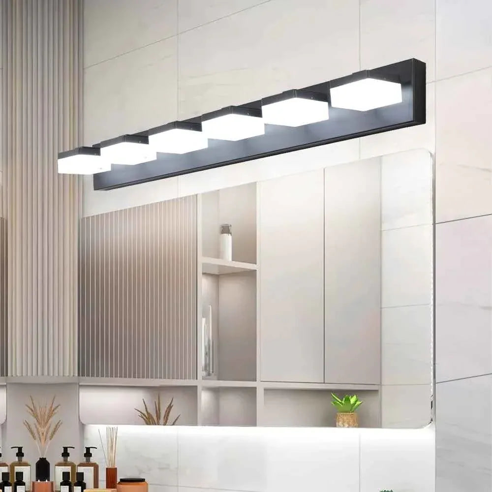Modern 6-Light Black LED Vanity Mirror Light Fixture For Bathrooms And