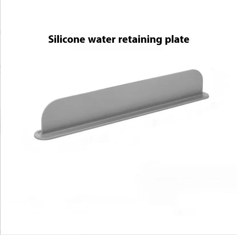 Close-up of thick silicone material of gray blue water blocking plate with textured surface.