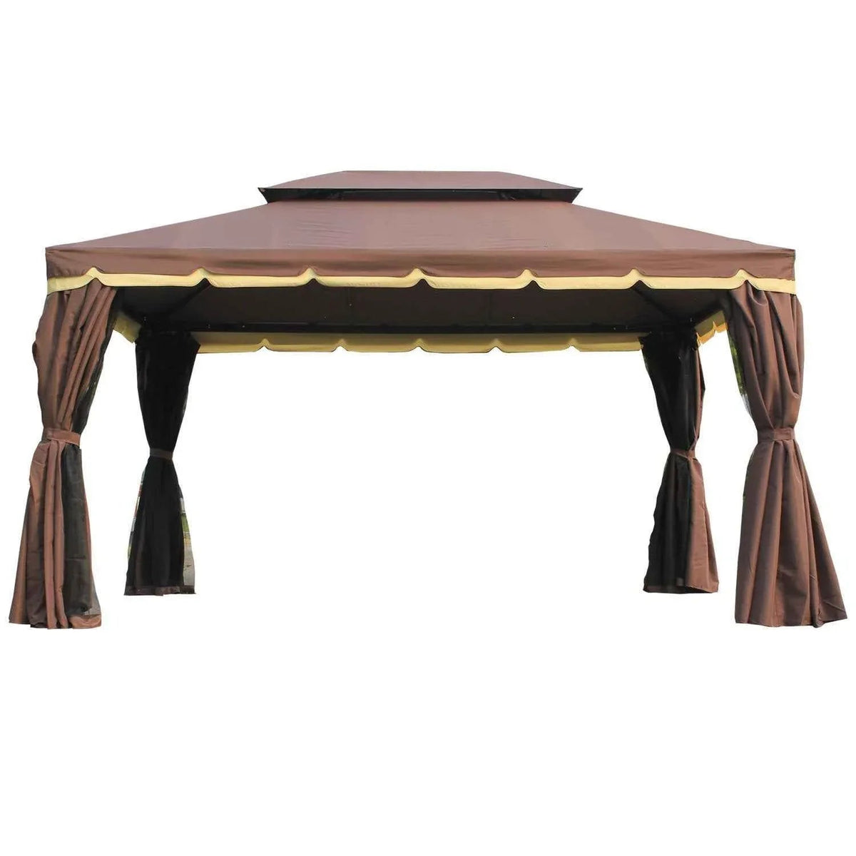 Outsunny 10‚Äôx13‚Äô Steel Frame Double Top Gazebo Canopy w/ Mesh
