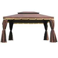 Outsunny 10‚Äôx13‚Äô Steel Frame Double Top Gazebo Canopy w/ Mesh