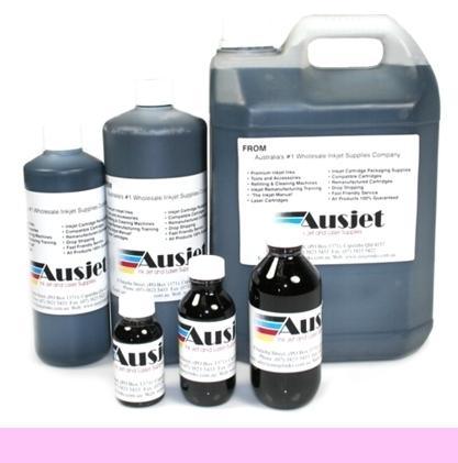 Bottle of Sensient Light Magenta Ink showing vibrant pinkish-red color and clear labeling