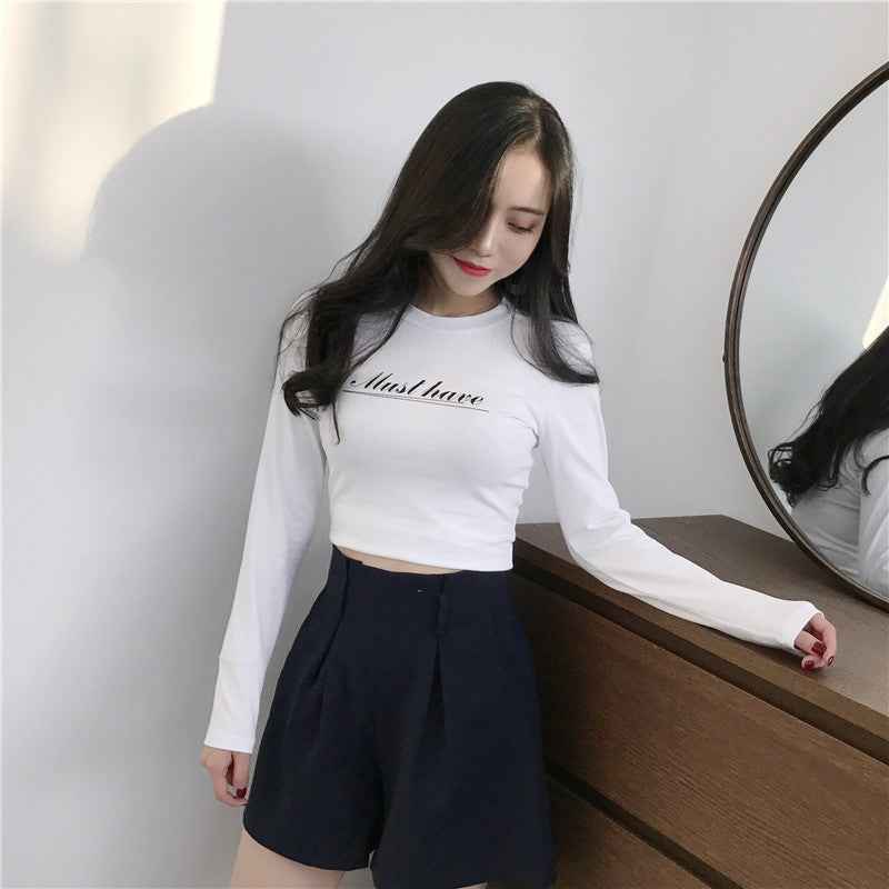 Korean Tshirt Ladies Slim Letter T shirt