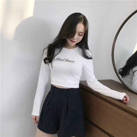Korean Tshirt Ladies Slim Letter T shirt