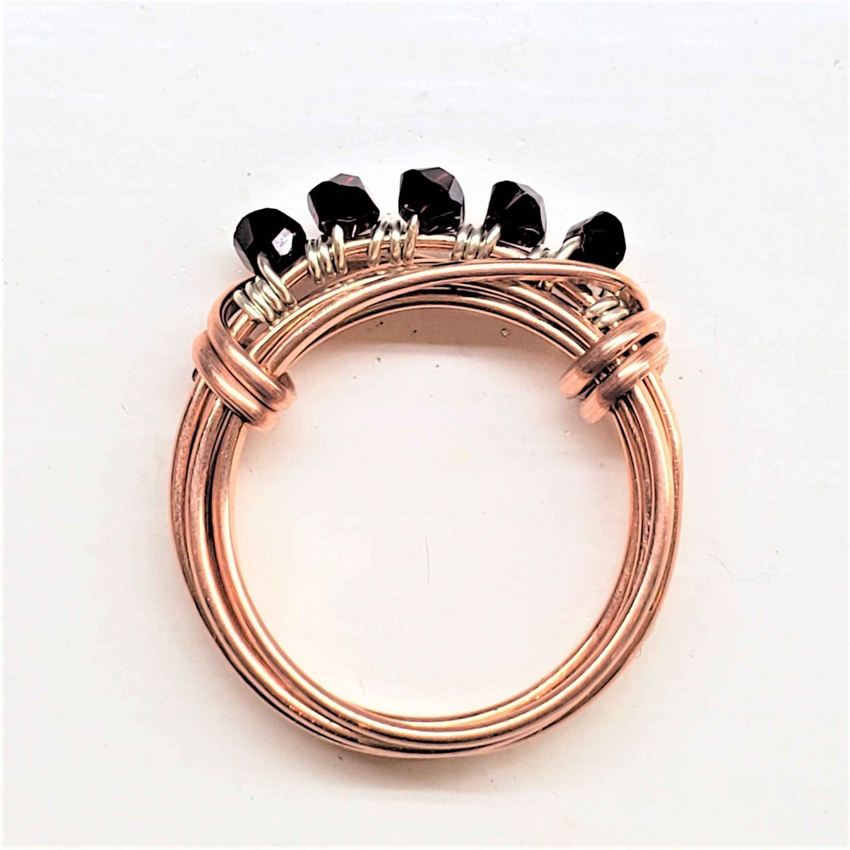 Handmade Wire Wrapped Copper Crystal Birthstone Bling Ring