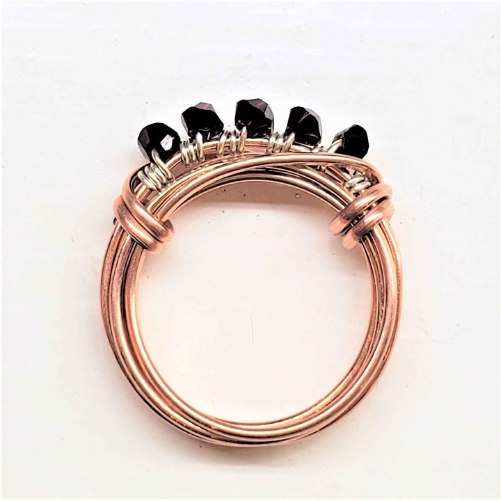 Handmade Wire Wrapped Copper Crystal Birthstone Bling Ring