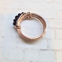 Handmade Wire Wrapped Copper Crystal Birthstone Bling Ring