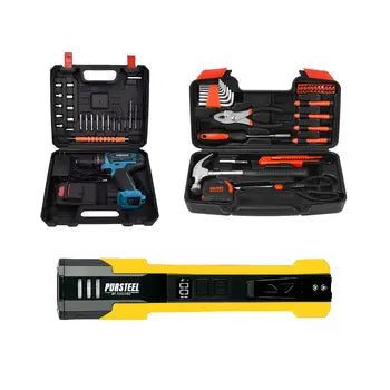 21V Cordless Drill, 39-Piece Tool Kit & Flashlight Bundle