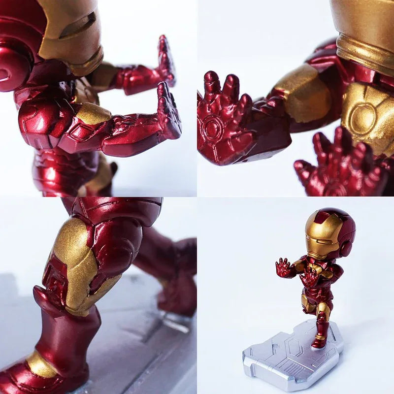 Top view of Iron Man resin phone stand holding a tablet on a clean white surface.