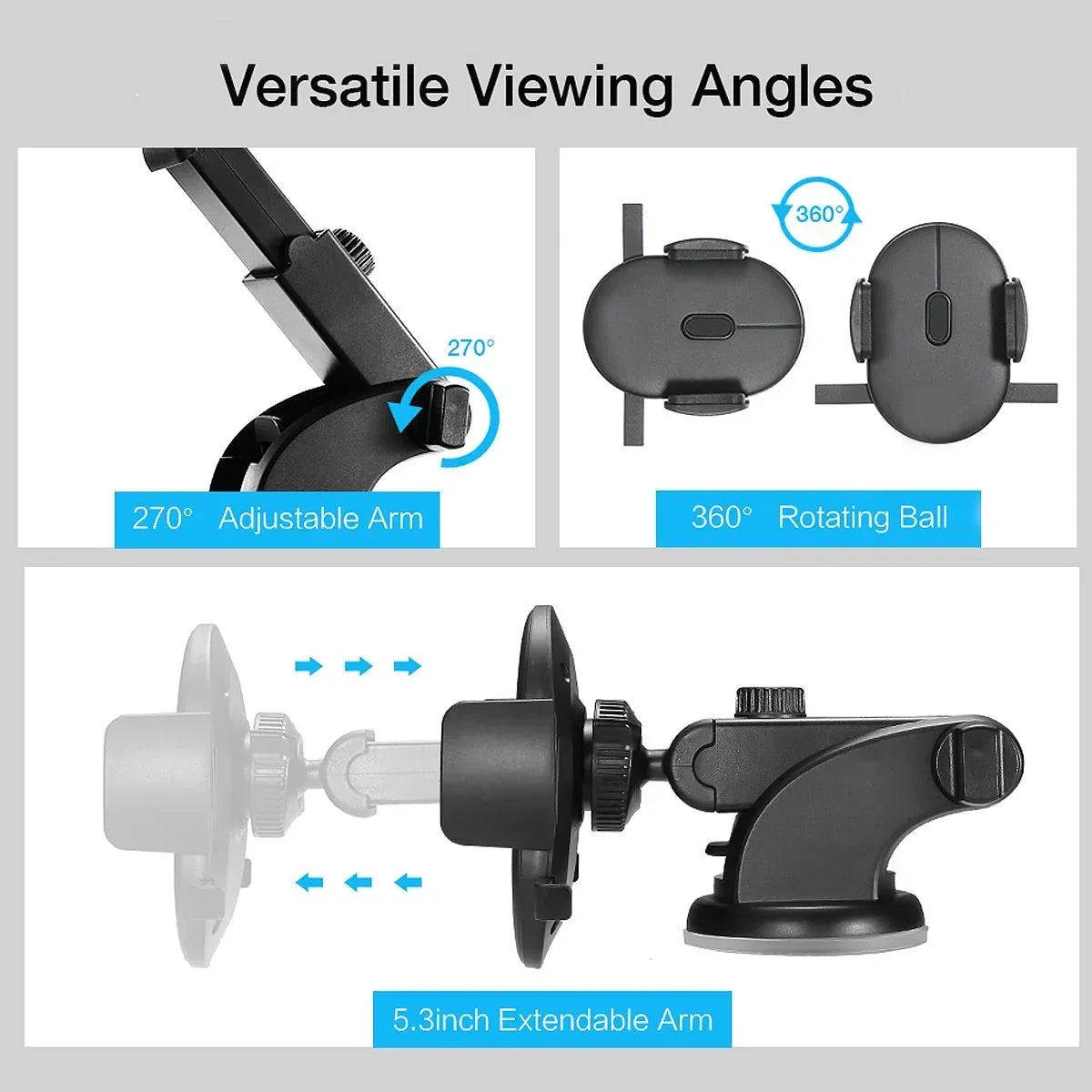 Car Phone Holder Long Rod Telescopic Car Dashboard Suction Cup Type - Snagva