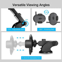 Car Phone Holder Long Rod Telescopic Car Dashboard Suction Cup Type - Snagva