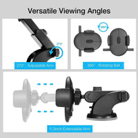Car Phone Holder Long Rod Telescopic Car Dashboard Suction Cup Type