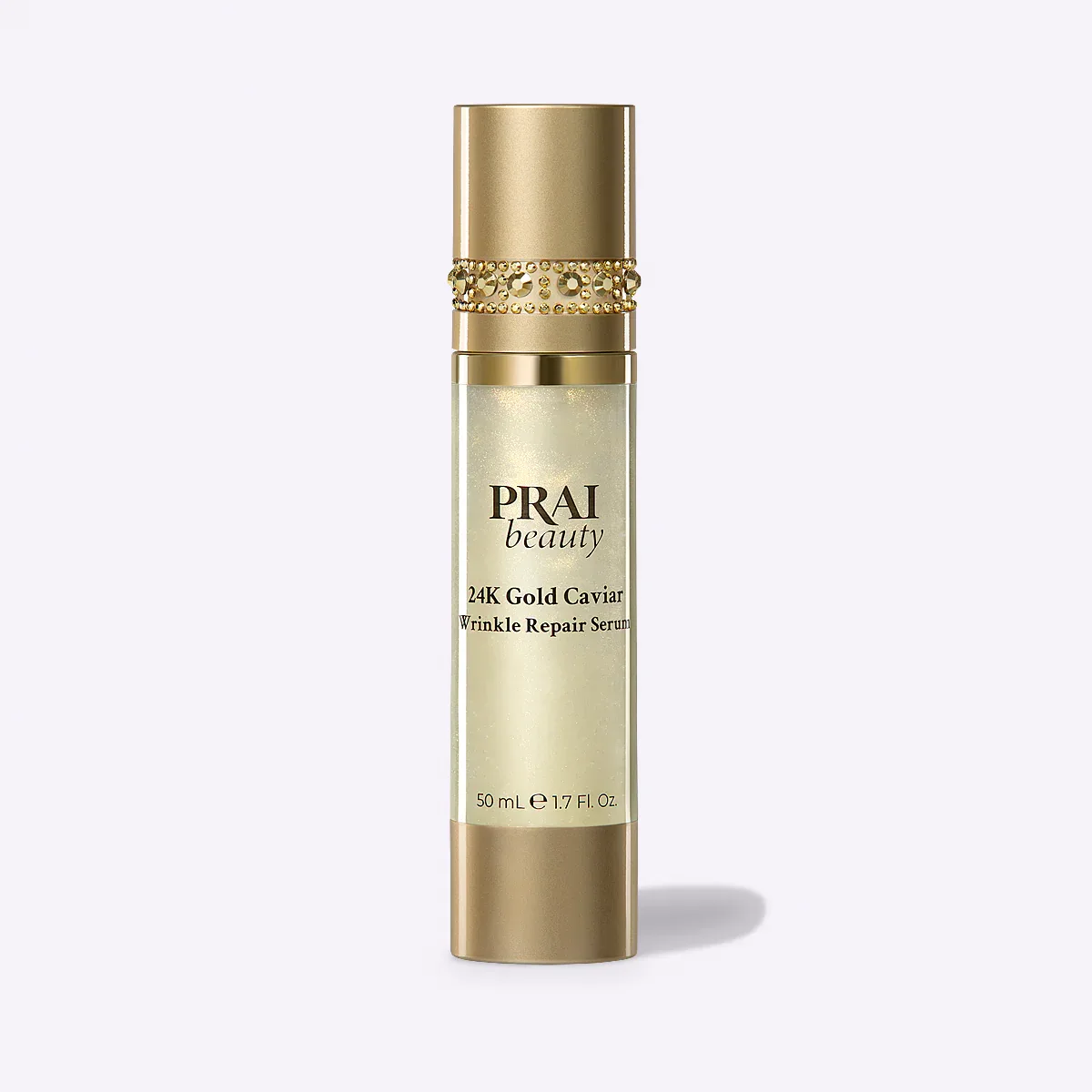 Jeweled packaging of 24K Gold Wrinkle Repair Serum emphasizing luxury look.