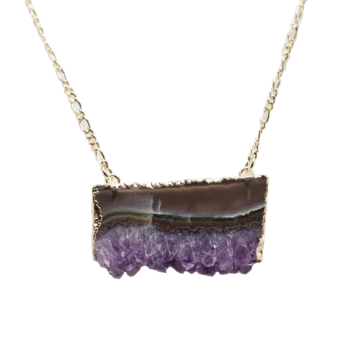 Amethyst Horizontal Slice Necklace