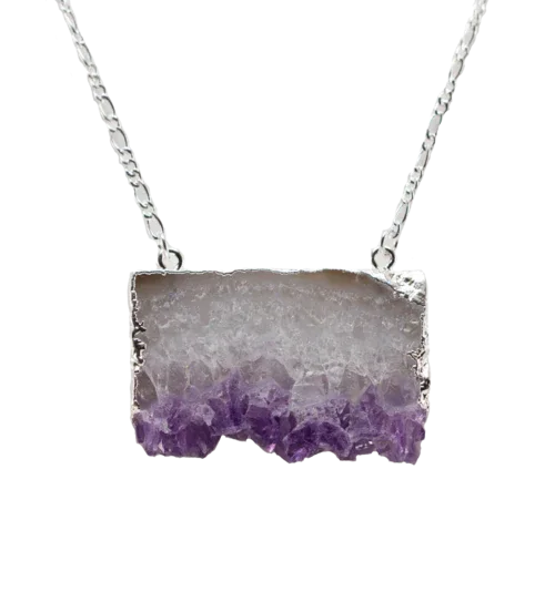 Amethyst Horizontal Slice Necklace