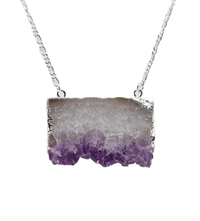 Amethyst Horizontal Slice Necklace