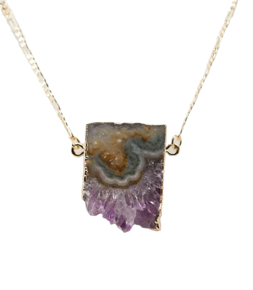 Amethyst Horizontal Slice Necklace