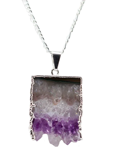 Amethyst Horizontal Slice Necklace