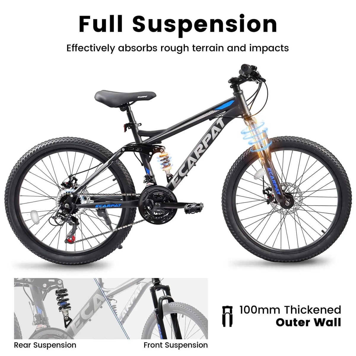 FlexRide™ 24 – 24" MTB Bike with Disc Brakes & 21-Speed Gears - Snagva