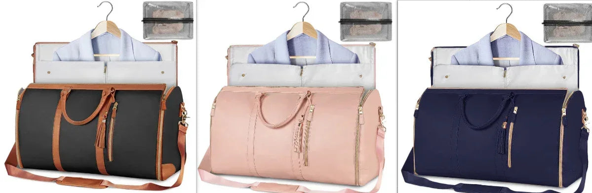 Large Capacity Travel Duffle Bag Women's Handbag Folding Suit Bag Waterproof Clothes Totes - Snagva