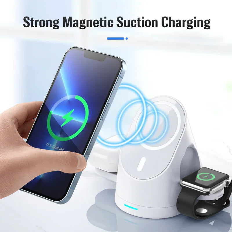 Compact wireless charger folded into a small square, shown from the top.