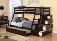 98inches X 56inches X 65inches Espresso Pine Wood Bunk Bed (Twin/Full)