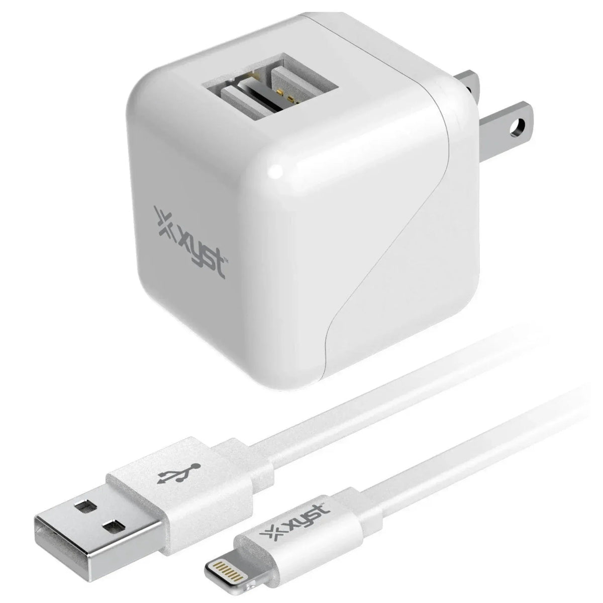 Xyst 2.4-Amp Dual USB Wall Charger With 4Ft Lightning Cable - Snagva