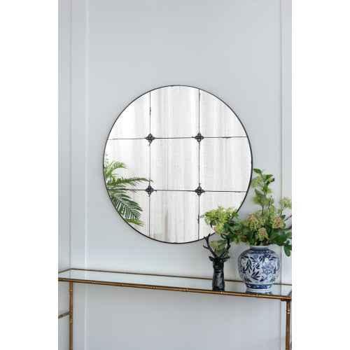 D36" Traditional Decor Style Round Antique Glass Wall Mirror, Wall