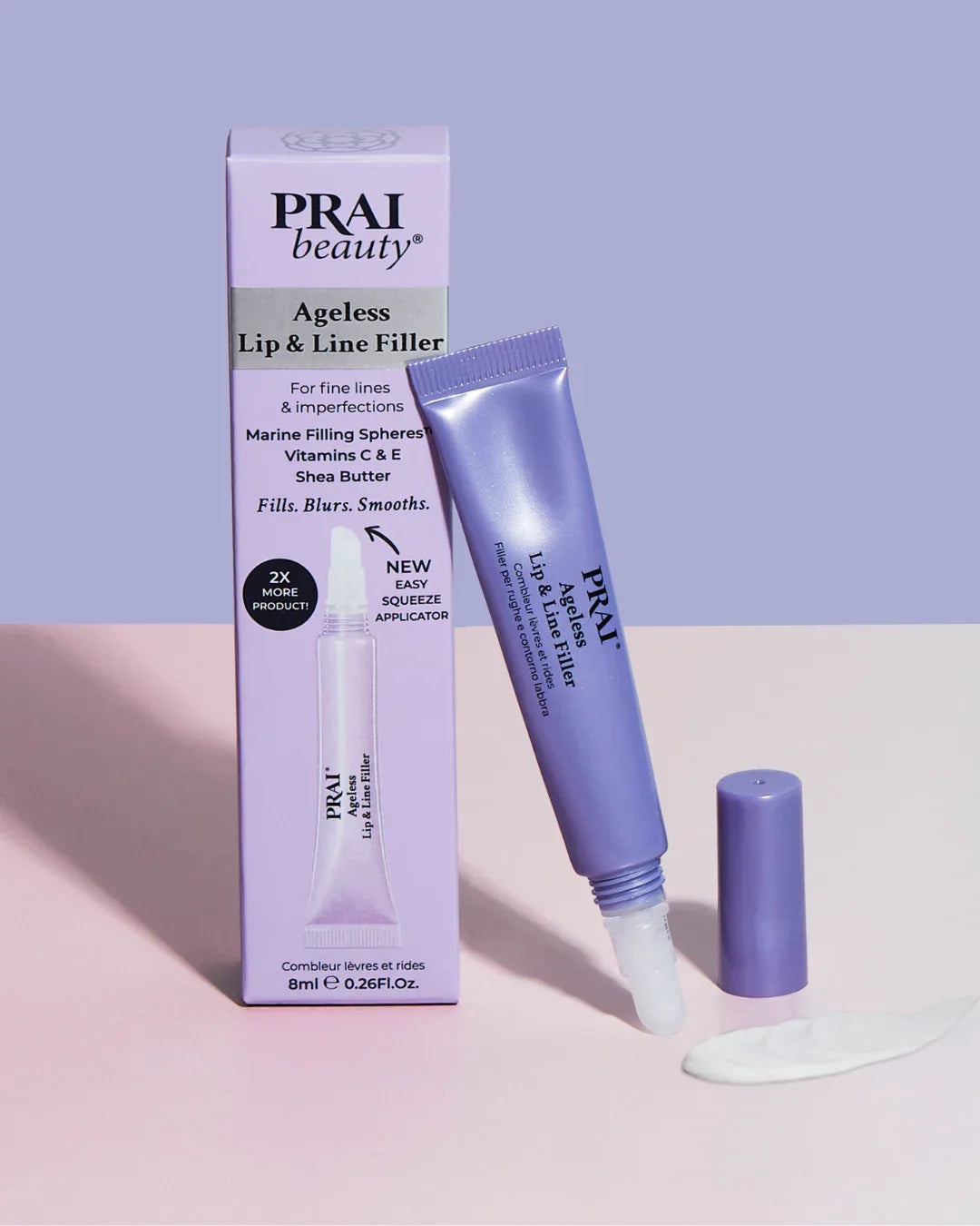 Before and after comparison showing reduced fine lines and smoothed skin after using the lip and line filler.