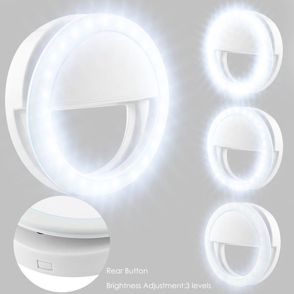 Selfie ring light clip on close-up view