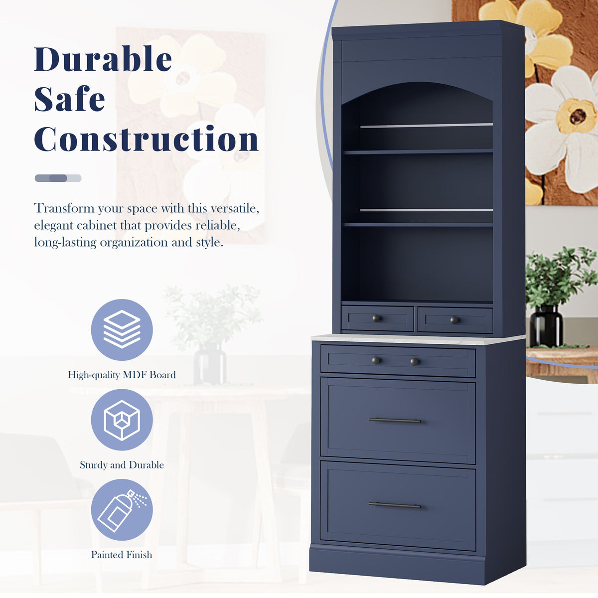 Modern 83.7inch High Kitchen Pantry, Freestanding Tall Kitchen Hutch